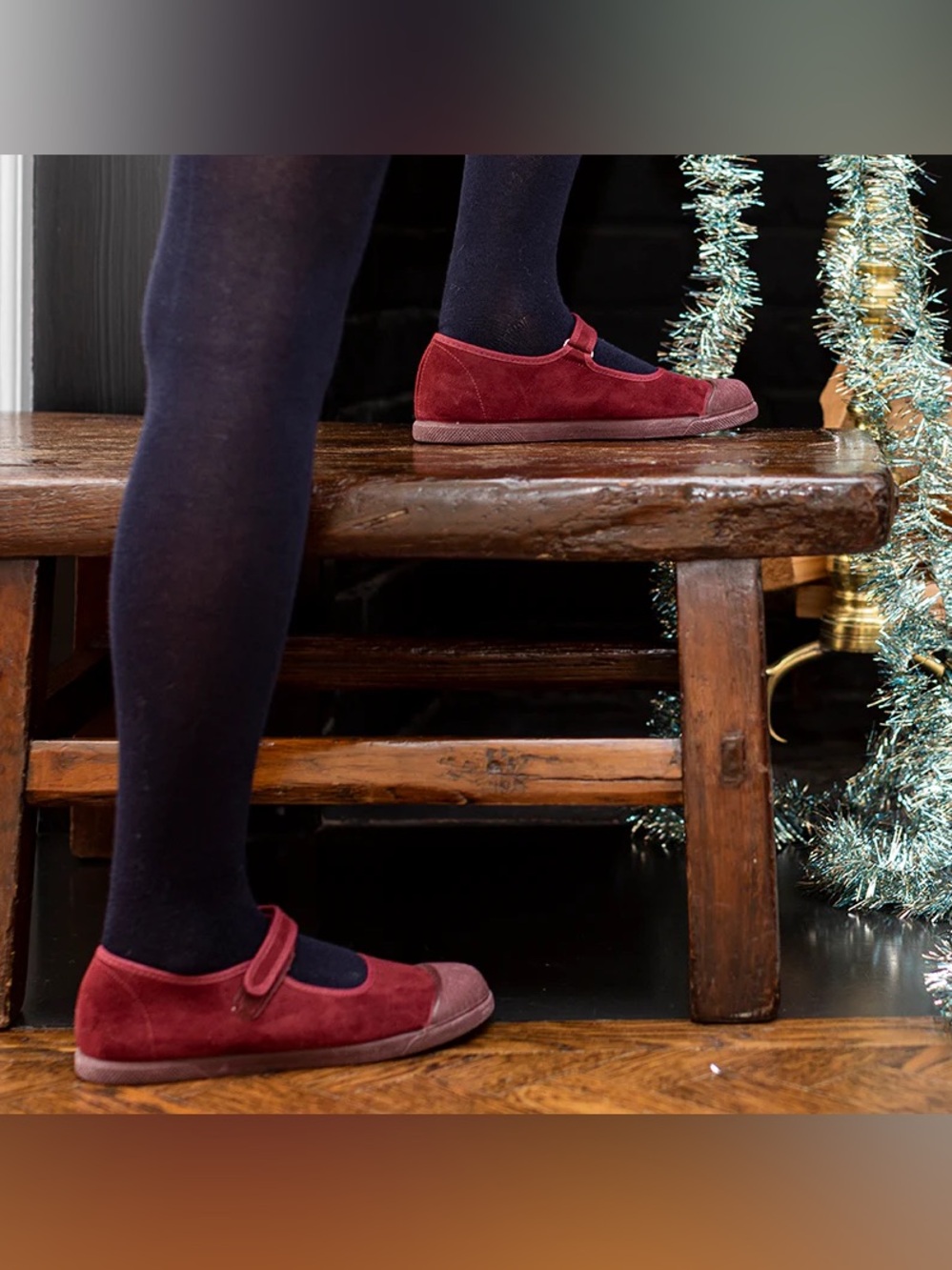Childrenchic girls Burgundy Suede Mary Jane Flats